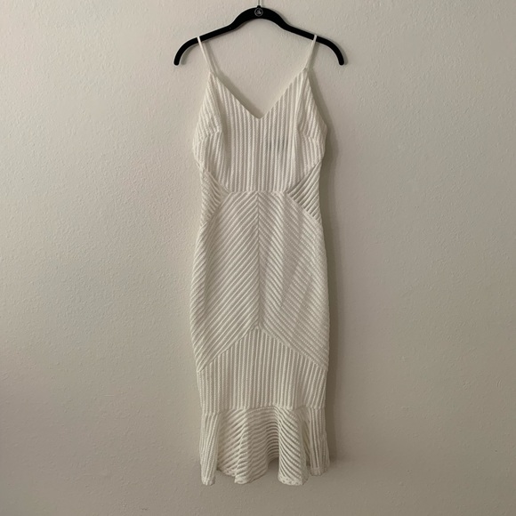 Lulus Your Year White Ribbed Bodycon Trumpet Midi Dress Bridal Rehearsal - Picture 4 of 4